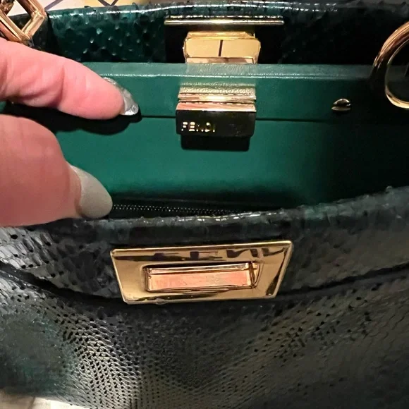 FENDI Peekaboo Mini Green python bag - Picture 13 of 16